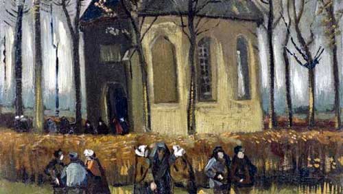 Feligreses saliendo de la Iglesia de Nuenen - Van Gogh