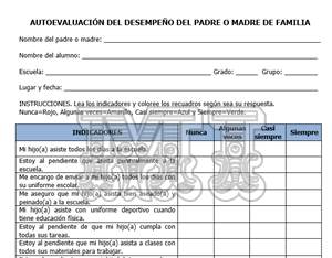 Ficha de evaluación de desempeño de padres de familia