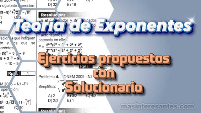 Ejercicios sobre Teoría de Exponentes